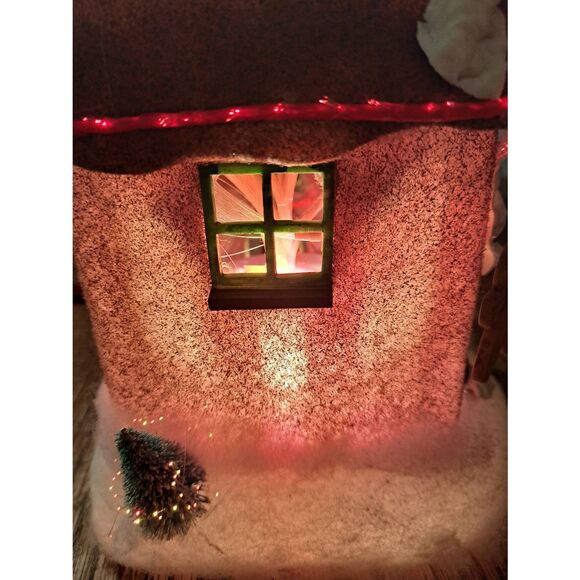 MerryBrite Fiber Optic Snow House Light Up Santa Reindeer Christmas Holiday 14" - Picture 6 of 12